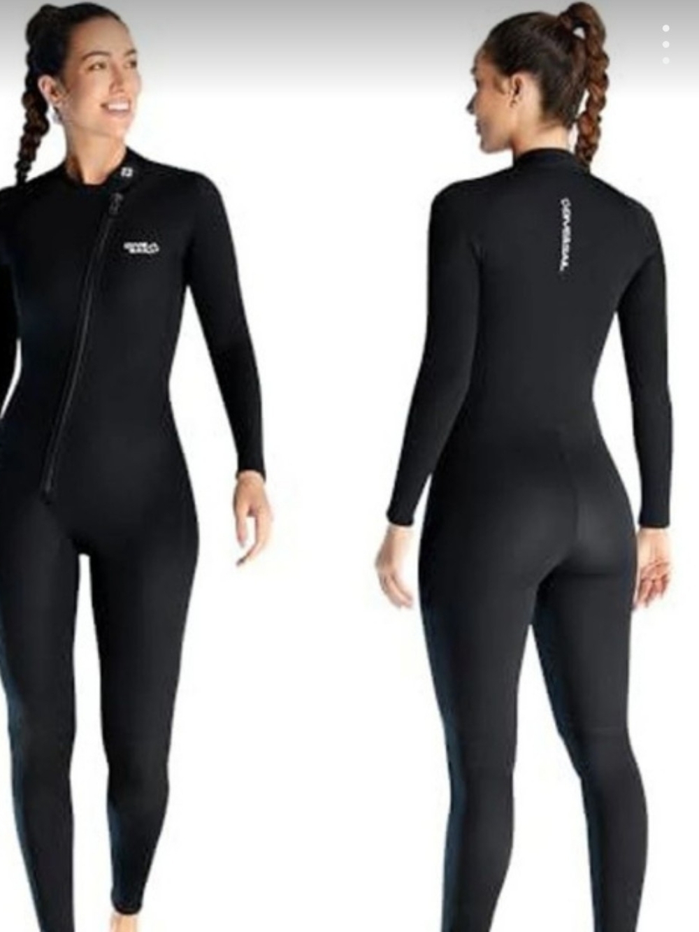 Women's Full-Length Black Wetsuit with Front Zip